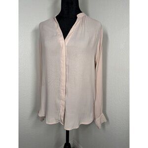 H&M Womens Pink Long Sleeve Blouse Size 6‎ Lightweight Polyester
